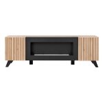 Meublorama - meuble tv design avec chemin�e d�corative coloris ch�ne et noir collection nielsen.