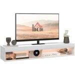 Homcom - meuble tv design led suspendu mural - 75 pouces max. - 2 niches - dim. 180l x 40l x 30h cm - ...