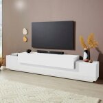 Ahd amazing home design ? meuble tv moderne 240cm blanc laqu� ? 4 placards et 3 portes ? bois certifi� ...