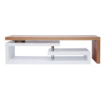 Meuble tv design modulable blanc et bois clair ch�ne l255 cm max