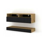 Meuble tv duo 100 cm suspendu avec tagre artisan / noir avec un design moderne
