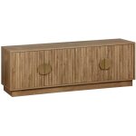 Sweeek - meuble tv exotique 4 portes effet bois de manguier. poign�es en m�tal dor� l 140 x p 40 x h ...