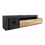 Dusine - meuble tv flex noir et bois - led inclus - extensible - angle - industriel