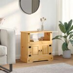 Vidaxl ? meuble tv en pin massif cir� 80x43x78 cm ? style mexicain corona ? 1 armoire et 1 �tag�re ? ...