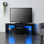 [en. casa] - meuble tv grimsey led panneaux de particules 130 x 35 x 45 cm multicolore noir