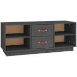 Meuble tv gris 100x34x40 cm bois de pin massif