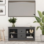 Meuble tv gris 103x36, 5x52 cm bois de pin massif