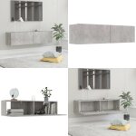Vidaxl - meuble tv gris b�ton 120x30x30 cm bois d'ing�nierie - meuble tv mural - meuble t�l� gris - rangement ...