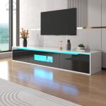 Retrok - meuble tv, meuble tv haute brillance, couleurs assorties noir et blanc, avec éclairage led à ... Retrok - meuble tv, meuble tv haute brillance, couleurs assorties noir et blanc, avec éclairage led à ...