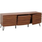 Hhg - jamais utilis] meuble tv 441, armoire basse tv, compartiments de rangement design 3d, mdf mtal ...