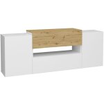 Fmd - meuble tv / hi - fi 182x33x70, 2 cm blanc et chêne artisanal Fmd - meuble tv / hi - fi 182x33x70, 2 cm blanc et chêne artisanal