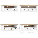 Meuble tv hill range blanc 110x40x47 cm bois de pin solide - meuble tv - meuble tv bois - meuble tv design ...