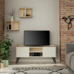 Veriaffari. it - meuble tv klappe en ch�ne avec portes blanches et �tag�res 56, 50 cm x 125, 50 cm x ...