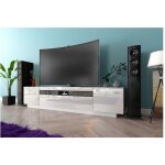 Dusine - meuble tv kush blanc mat 200 cm avec portes laqu�es