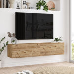 [en. casa] - meuble tv lapinlahti  2 portes 29, 5 x 140 x 31, 5 cm effet chne rustique