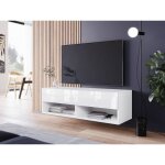 Bratex - meuble tv lowboard a 100 cm, meuble tv sans éclairage led, deux étagères, couleur blanc / blanc ... Bratex - meuble tv lowboard a 100 cm, meuble tv sans éclairage led, deux étagères, couleur blanc / blanc ...
