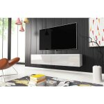 Bratex - meuble tv lowboard d 140 cm, meuble tv sans �clairage led, meuble tv suspendu, coloris blanc ...