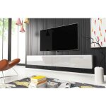 Bratex - meuble tv lowboard d 180 cm, meuble tv sans �clairage led, meuble tv suspendu, coloris blanc ...