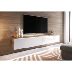Bratex - meuble tv lowboard d 180 cm, meuble tv sans �clairage led, meuble tv suspendu, coloris wotan ...