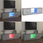 Meuble tv avec lumi�res led gris b�ton 120x30x35, 5 cm - meuble tv - meuble t�l�viseur - armoire tv - ...