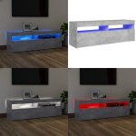 Meuble tv avec lumi�res led gris b�ton 120x35x40 cm - meuble tv - meuble t�l�viseur - armoire tv - t�l�vision ...
