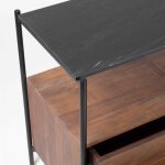 Oviala - meuble tv en marbre avec rangement en acacia massif 152 cm Oviala - meuble tv en marbre avec rangement en acacia massif 152 cm