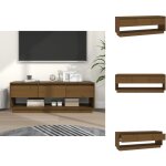 Meuble tv marron miel 110, 5x34x40 cm bois de pin massif - meubles tv - meuble tv - armoire tv - t�l�vision ...