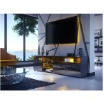 Dusine - meuble tv massimo 200 cm noir mat et portes noir laques led rgb