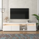Wishdor - meuble tv blanc de 180 cm, meuble tv led variable, pour salon et salle � manger