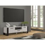 Bim furniture - meuble tv nuka 160x43x48 cm blanc mat / noir mat meuble bas buffet table tv commode sideboard ...
