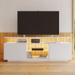Redom - meuble tv moderne avec clairage led 16 couleurs, meuble de rangement lgant pour tlviseur ...
