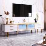 Keepbuying - meuble tv moderne en marbre, 4 pieds, tiroirs poignées dorées, portes en verre trempé marron, ... Keepbuying - meuble tv moderne en marbre, 4 pieds, tiroirs poignées dorées, portes en verre trempé marron, ...