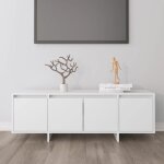 Maison chic ? meuble tv moderne blanc 120x30x40, 5 cm ? buffet salon agglom�r� avec 4 portes ? rangement ...