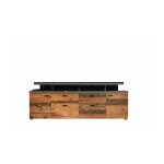 Trendteam - meuble tv mood 2 portes et 2 tiroirs - m�lamin� bois vieilli et gris mat - l 180 x 47 x 66 ...