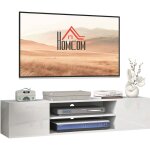 Homcom - meuble tv mural - banc tv flottant - 2 portes, 2 niches - dim. 140l x 30l x 30h cm - panneaux ...