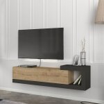 [en. casa] - meuble tv mural luhanka 150 x 30 x 39 cm effet ch�ne anthracite