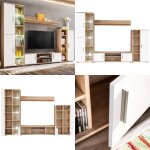 Meuble tv mural avec lumire led chne sonoma et blanc - meubles tv - meuble tv mural - rangement salon ...