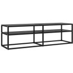 Meuble tv noir 140x40x40, 5 cm verre tremp