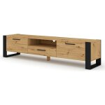 Meuble tv nuka 200 cm meuble hi - fi sideboeard chne artisan jambes noires et poignes