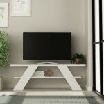 Toscohome - meuble tv ouvert 120x40 cm avec deux tagres blanc - farfalla