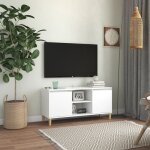 Meuble tv avec pieds en bois massif blanc 103, 5x35x50 cm vidaxl