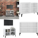 Vidaxl - meuble tv avec pieds en métal blanc brillant 69, 5x30x50 cm - meuble tv - meuble téléviseur ... Vidaxl - meuble tv avec pieds en métal blanc brillant 69, 5x30x50 cm - meuble tv - meuble téléviseur ...