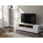 Abitare - meuble tv 138x42x26, 13 cm blanc mat et ch�ne canadien avec 4 portes ? naples