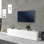 Ahd amazing home design ? meuble tv blanc brillant 180cm ? 2 compartiments ? bois certifi� fsc ? surface ...