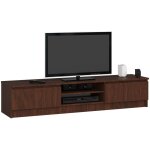 Akord - meuble tv pour salon weng 160 cm 2 portes faade weng 2 tagres 160x40x33 cm