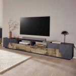 Ahd amazing home design ? meuble tv 260x43cm en bois m�lamin� fsc ? 2 tiroirs coulissants ? compartiments ...