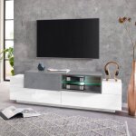 Meuble tv salon placard tiroir blanc et ardoise new coro low m