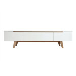 Miliboo - meuble tv scandinave blanc brillant et bois l180 cm melka Miliboo - meuble tv scandinave blanc brillant et bois l180 cm melka