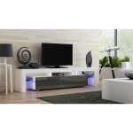 Dusine - meuble tv spider big a led en blanc mat avec portes gris laqu 200 cm