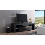 Dusine - meuble tv spider a led en mat noir avec porte noir laqu� 160 cm